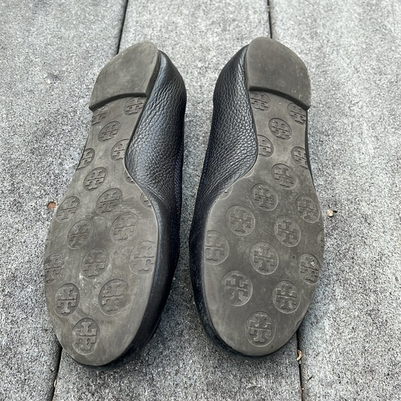 Tory Burch Designer Minnie Dark Black Leather Travel Street Flats - Picture 7 of 10